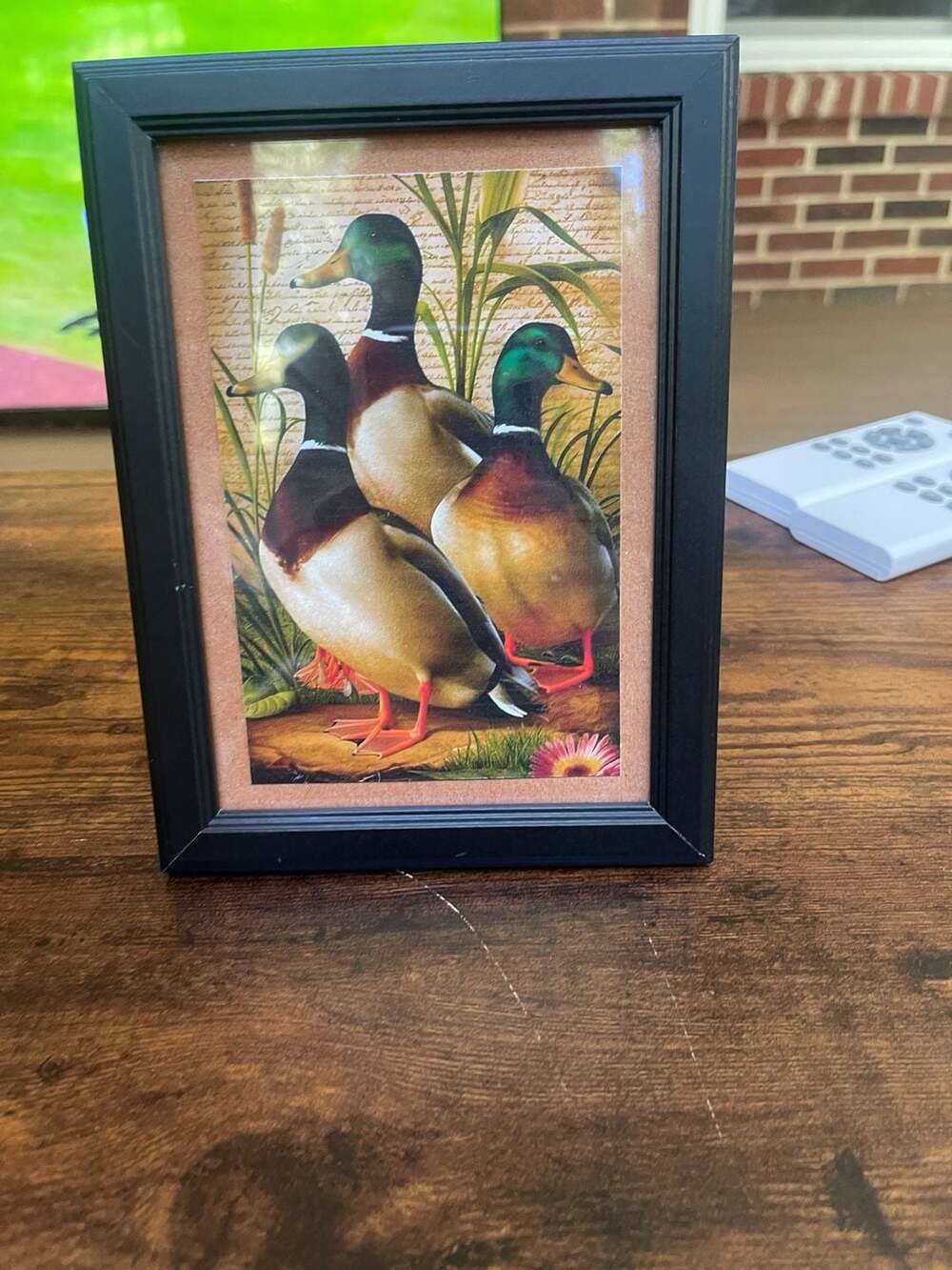 Vintage Framed Hand Carved & Painte Wooden Mallard Ducks 3D Art Signed EUC